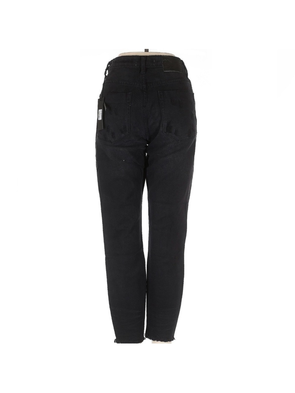 One Teaspoon Freebirds High Rise Skinny Jeans Black Distressed Raw Hem 24 NWT - Picture 3 of 6